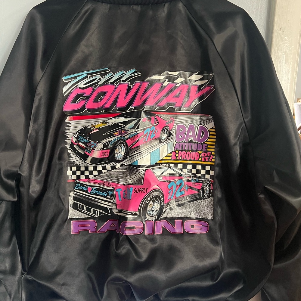 Black Racing Jacket with Graphic Design